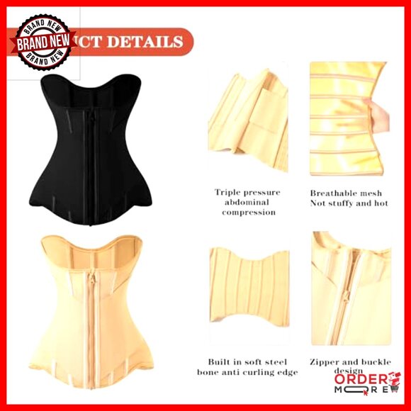 Waist Cincher Shapewear Tummy Control Girdle Zipper Steel Bones Slimming Trainer - Picture 5 of 6